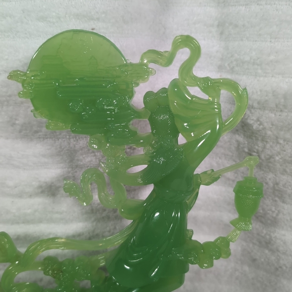 Vita Faux Jade Asian Woman Hong Kong Figure Girl Statue Decor Plastic Vintage - Picture 5 of 9